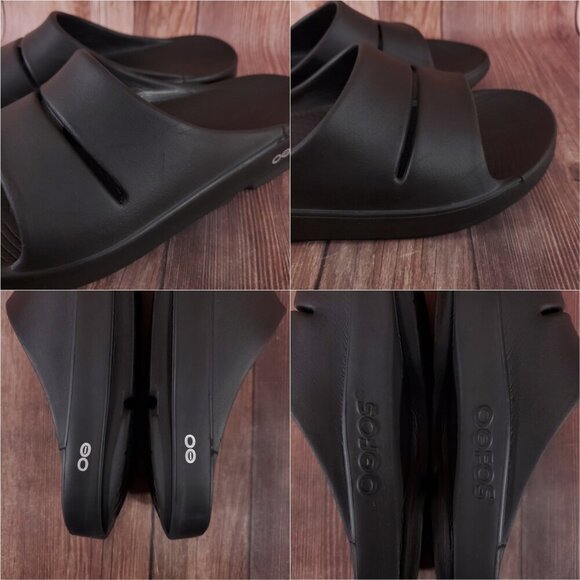 Oofos Ooahh Unisex Size Mens 12 Womens 14 Black Slides Sandals Recovery Comfort - Picture 9 of 14